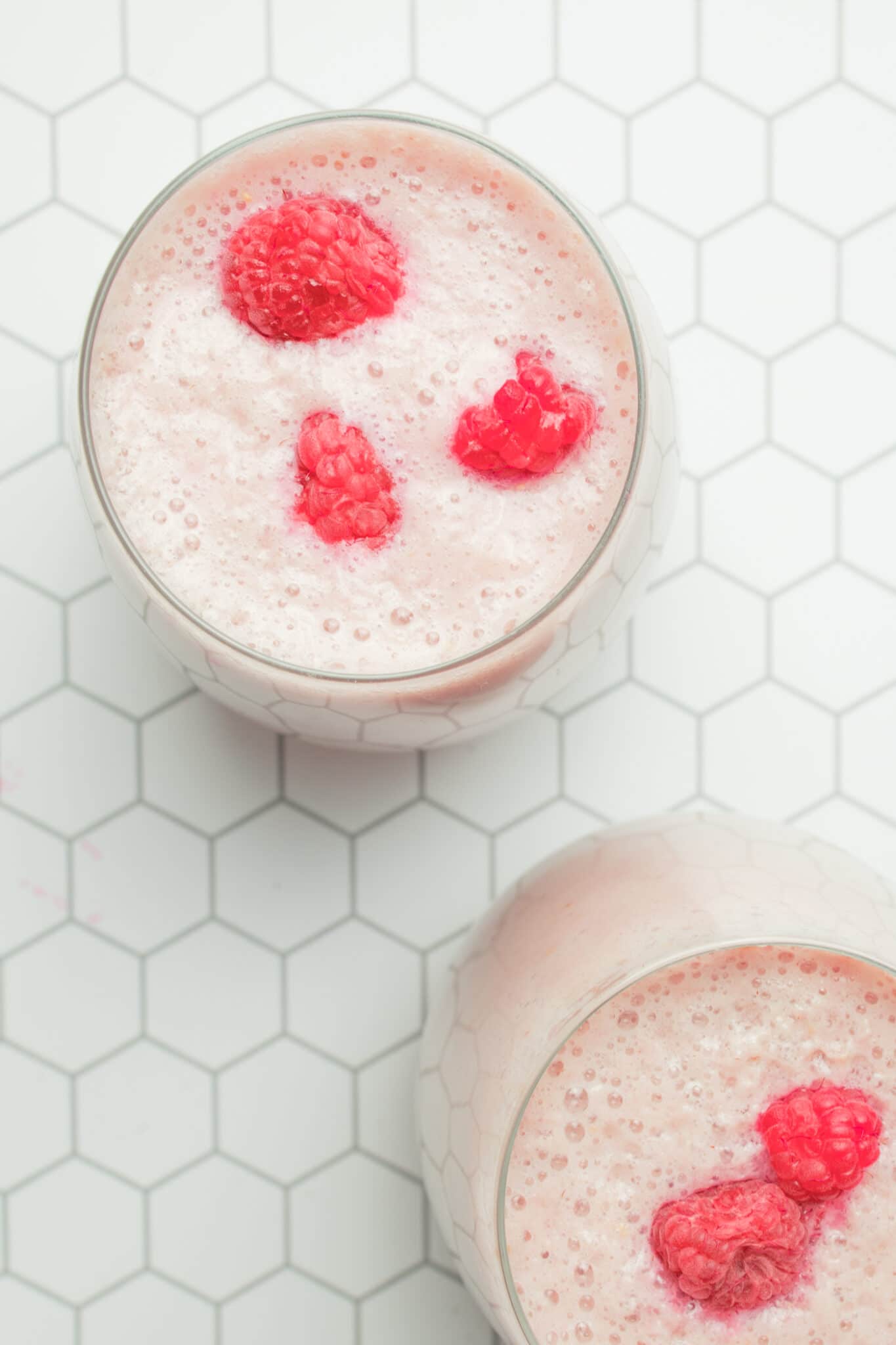 Top down view of the smoothies.