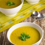 Red Lentil & Quinoa Soup. One of my favourite soups from my childhood. It is the perfect soup for winter and is packed full of healthy ingredients. Thermomix version