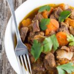 Slow Cooker Moroccan Lamb Stew. This meal is rich in flavour and so so tender, and very easy to make, meaning it's the perfect set-and-forget slow cooker meal.