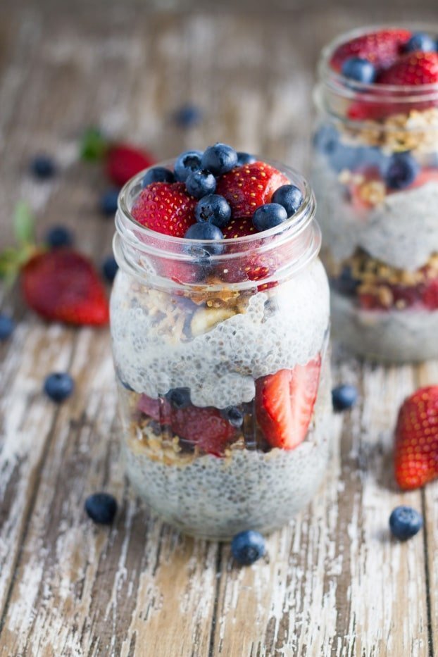 Chia Berry Parfait. This simple to make breakfast (or snack!) looks and tastes amazing, making it a great breakfast to serves to guests (or just for you!) It is also gluten free, dairy free.