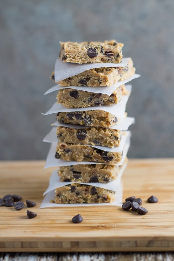 stack of gluten free cookie dough bars