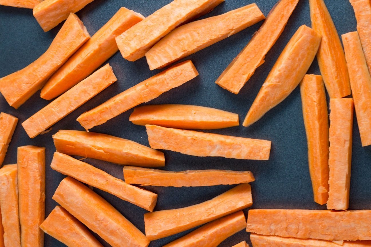 Baked Garlic Butter Sweet Potato Fries. These fries are so easy to make and they make a great side to so many meals or they are just as awesome on their own!