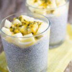 Tropical Chia Pudding. Delicious flavour combo that takes less than 5 minutes to prepare and then you leave them in the refrigerator overnight to gel. So simple hey!
