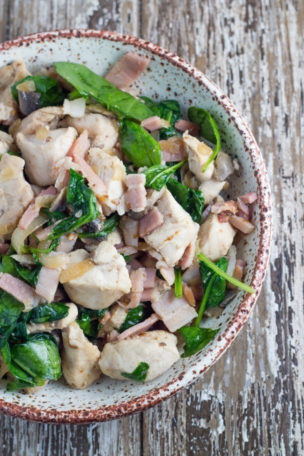 Chicken, Bacon, Mushroom and Spinach Salad - Becomingness