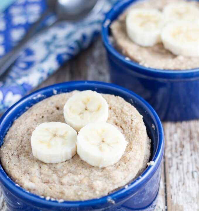 Banana Mug Cake. It is super easy to prepare, made in a microwave, with the end result being a moist mini banana cake. BEST EVER!!