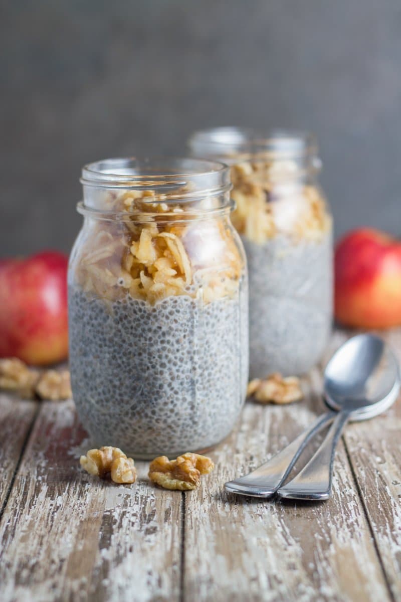 how the Apple & Walnut Breakfast Chia Pudding looks when ready to eat