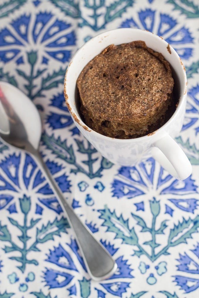 This chocolate mug cake literally takes 5 minutes to make - 3 minutes to prepare and 3 minutes to cook. It is also gluten, dairy and refined sugar free. You can't go wrong with that!