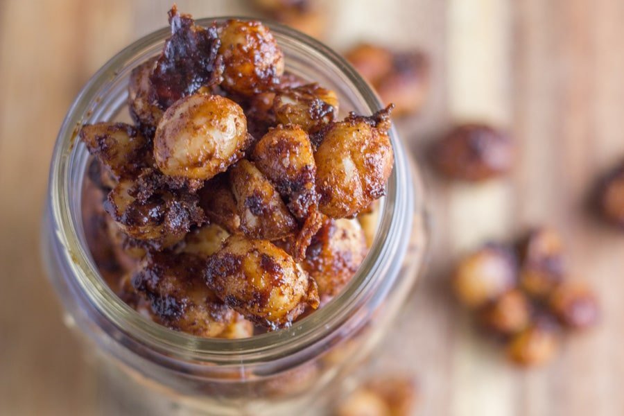 Jar of cinnamon candy nuts.