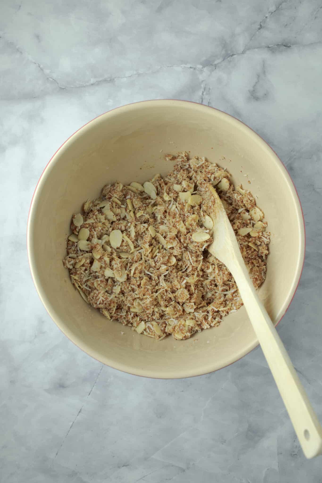 photo of the wet and dry ingredients mixed together