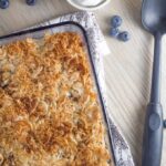 This Blueberry Crumble with Coconut Whipped Cream is gluten, dairy and refined sugar free. You can also make it nut free, by adding extra coconut flakes instead of the flaked almonds.