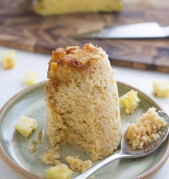 Pineapple Upside Down Mug Cake. A yummy dessert that is super quick to make in your microwave.