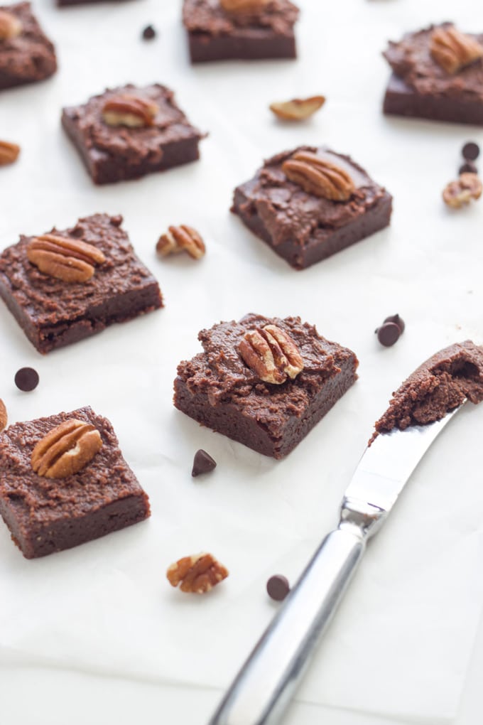 Brownies with chocolate ganache on top. 