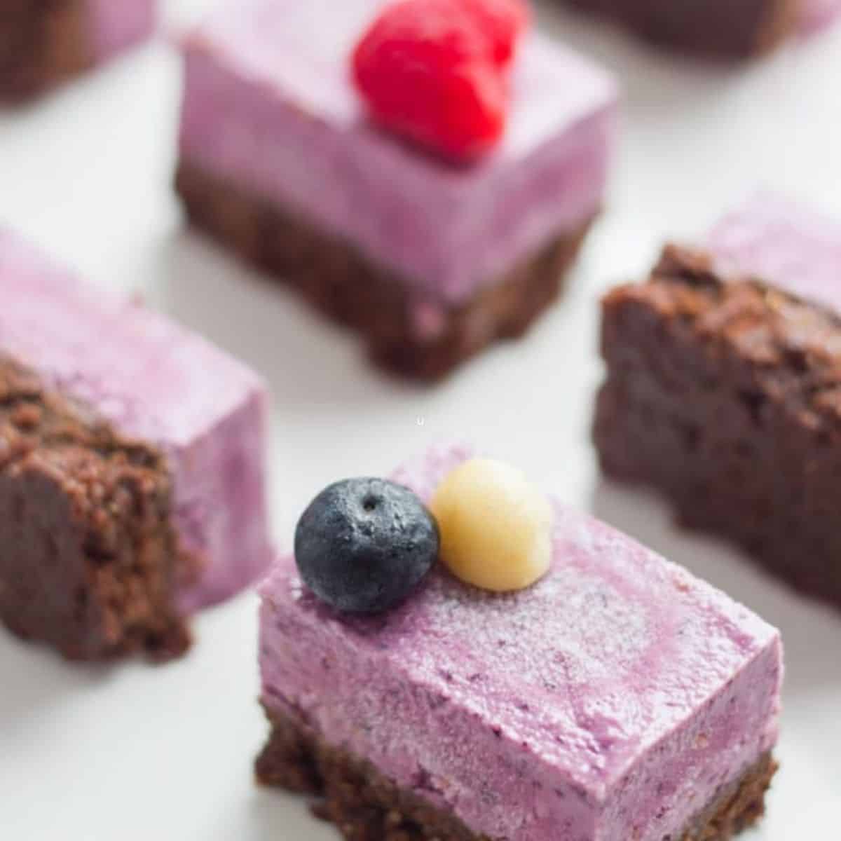 Raw Berry Chocolate Brownie Slice