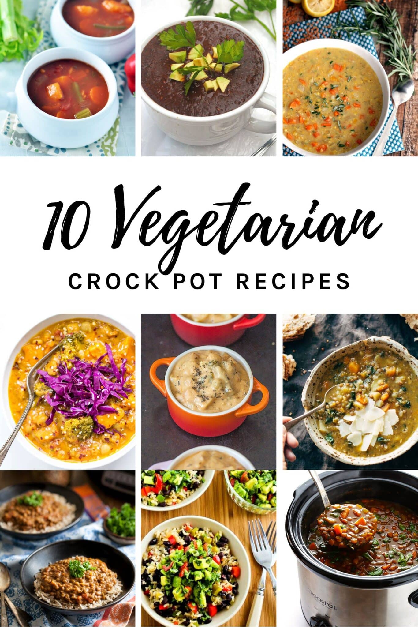 Vegetarian crock pot recipes with nice of the recipes in the photo