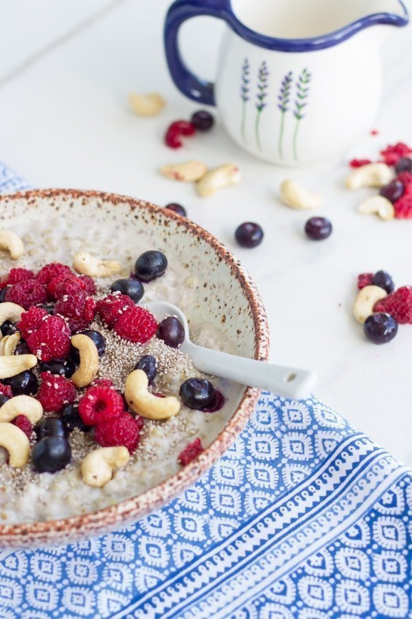 I have been making this berry buckwheat porridge in my Thermomix for a few weeks now and it has become a regular addition to my breakfast menu. I have also included the stove top method as well.