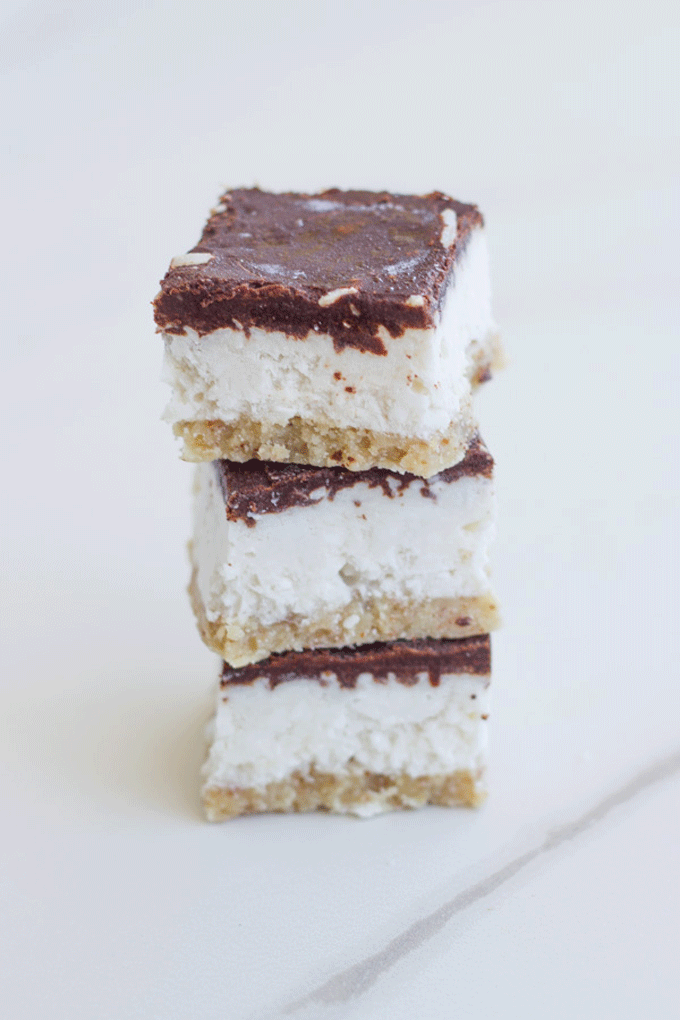 How the No-bake Bounty Slice will look when ready to eat.