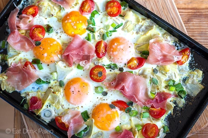 Italian Sheet Pan Eggs With Artichokes & Prosciutto - 19 of the best low carb keto breakfast recipes for every occasion. Whether you are in a hurry or it’s the weekend, you will find recipes to suit every occasion.