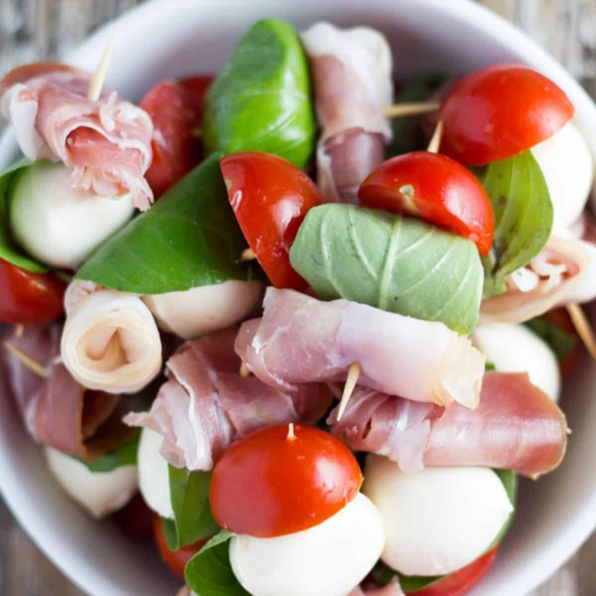 Prosciutto and Mozzarella Skewers