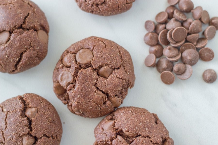 cookies and chocolate chips on a bench