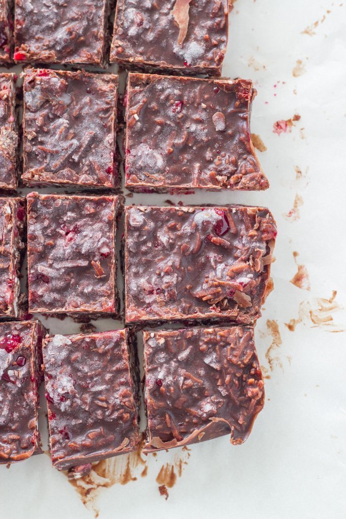 A few pieces of the chocolate just taken out of the freezer.