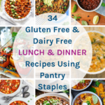 34 Gluten Free Dairy Free Lunch & Dinner Recipes Using Pantry Staples - These recipes all use pantry staples that you should keep on hand to help you during times of crisis. Included are recipes that use tinned tomatoes & passata, quinoa & rice, tinned tuna or beans & lentils.