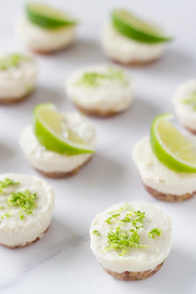 how the Raw Mini Lime Cheesecakes look when ready to eat