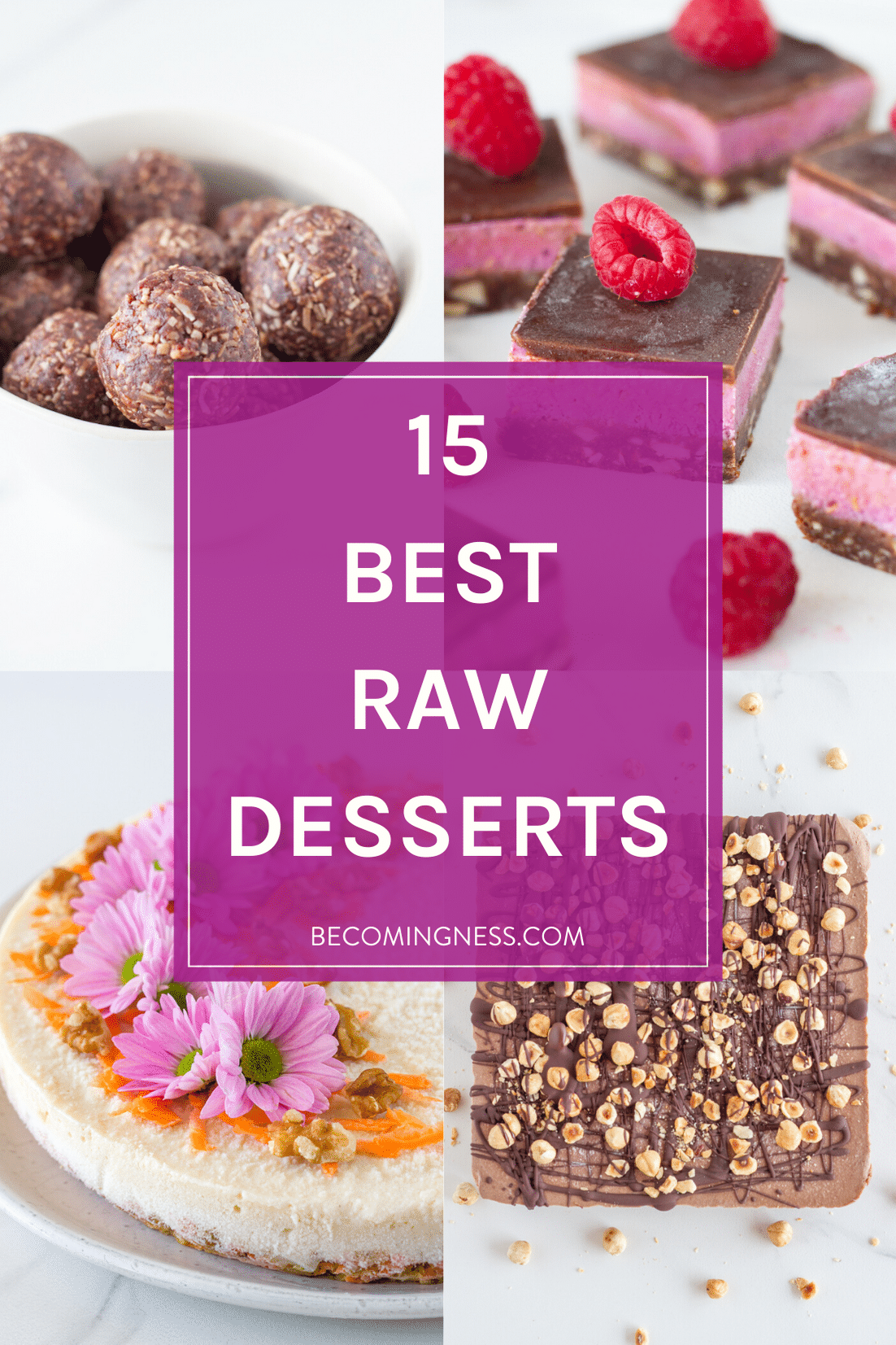 photo of four of my 15 best raw desserts