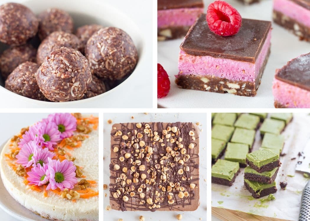 photo of five of my 15 best raw desserts