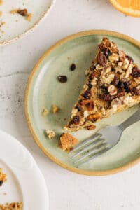 Image of slice of gluten free Christmas fruit cake on a plate