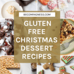 image of six recipes with text over the top used in this collection of easy to make gluten free Christmas dessert recipes