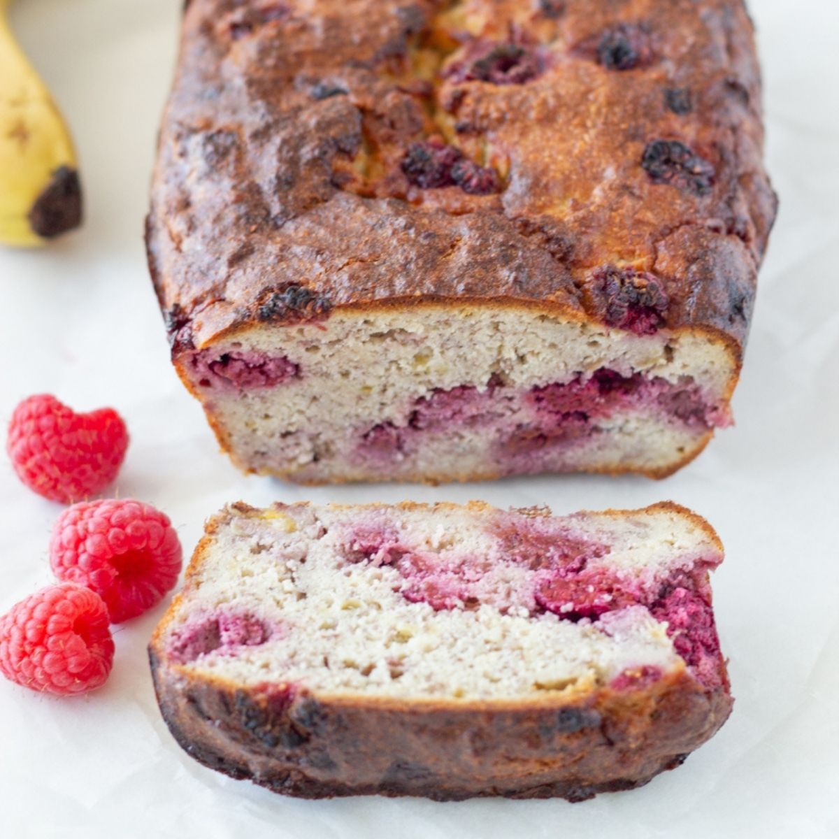 Healthy Raspberry Banana Bread