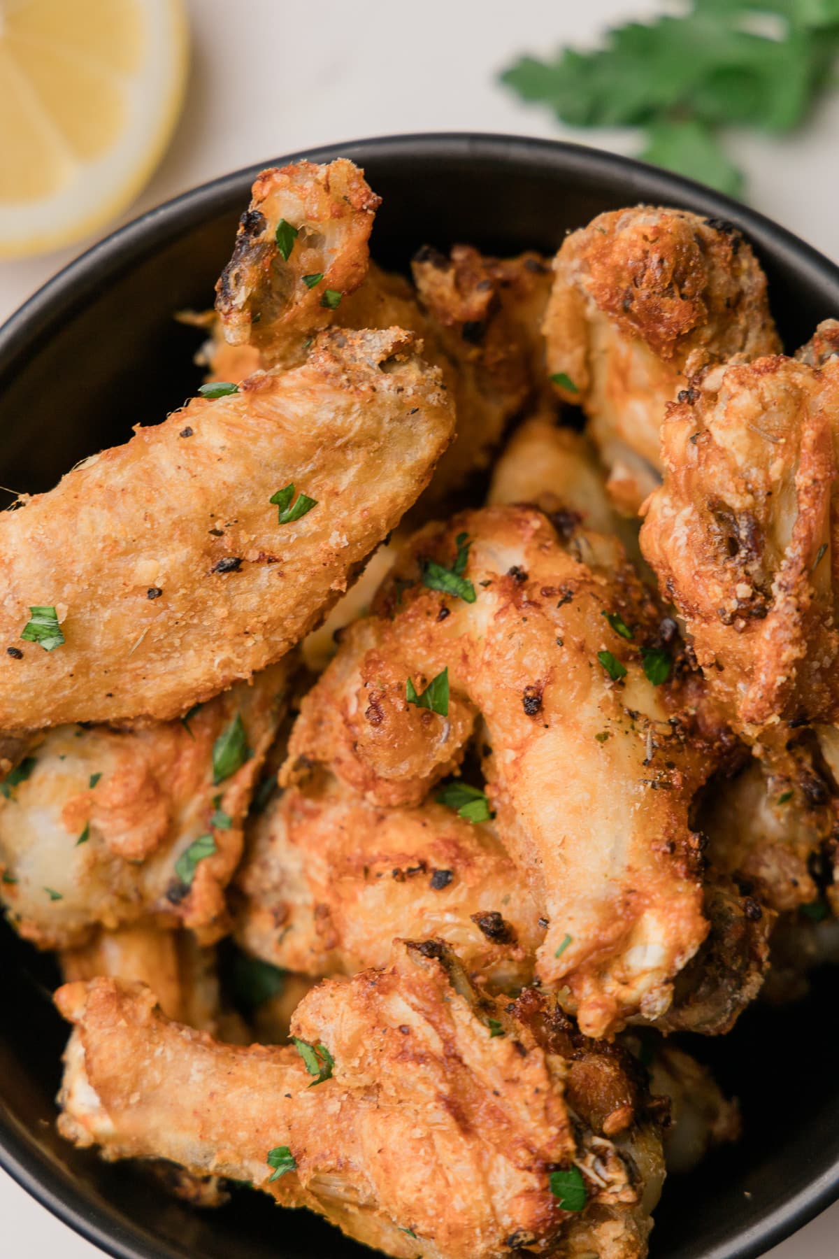 Bowl of Crispy Air Fryer Chicken Wings.