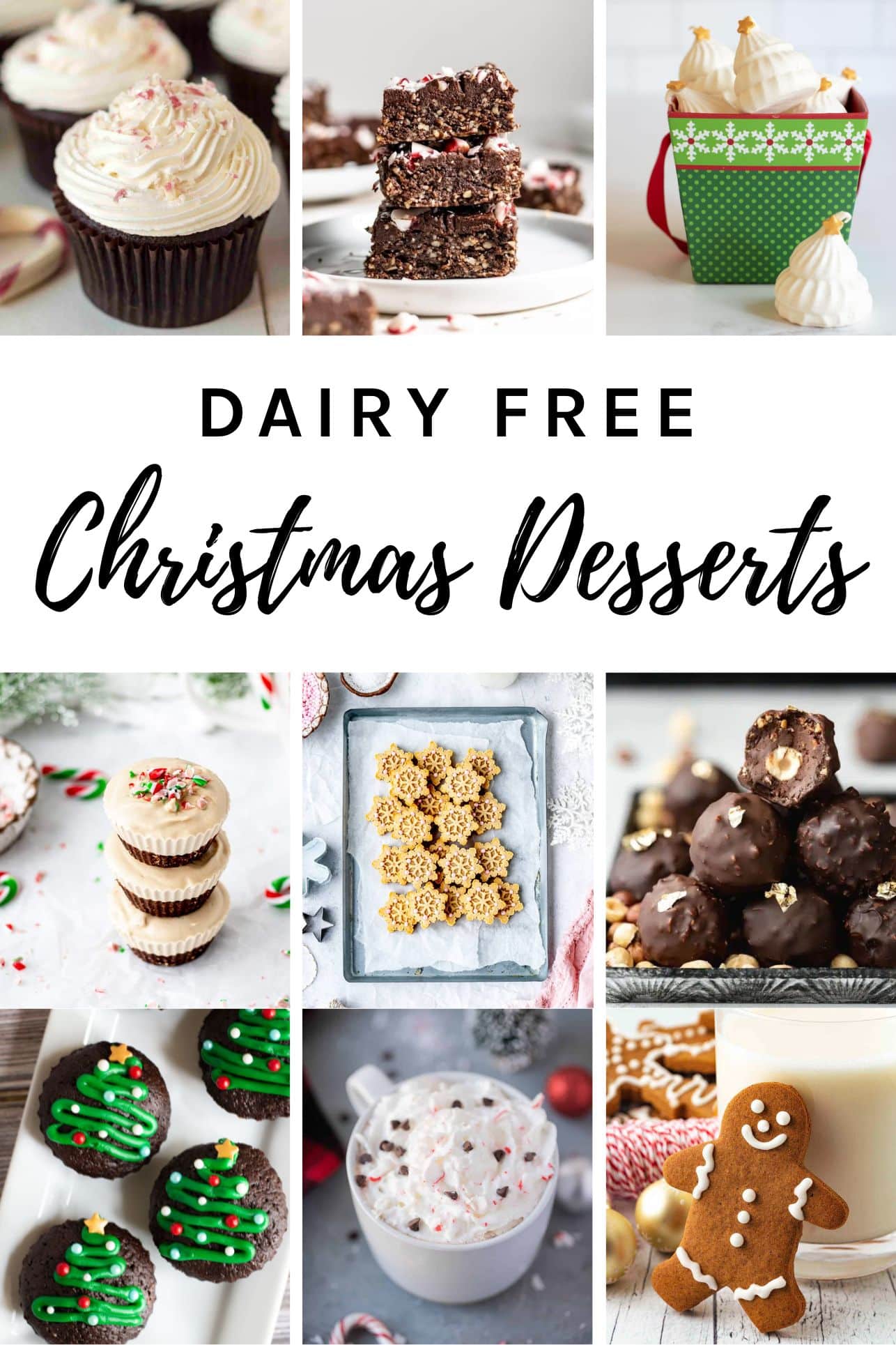 Dairy free Christmas desserts with nine of the recipes