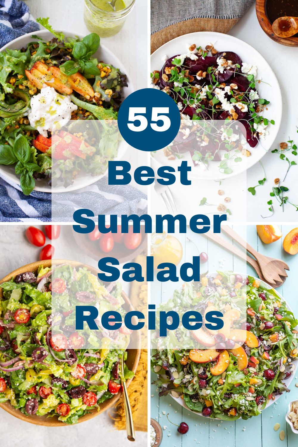 four salad recipes with post title over the top